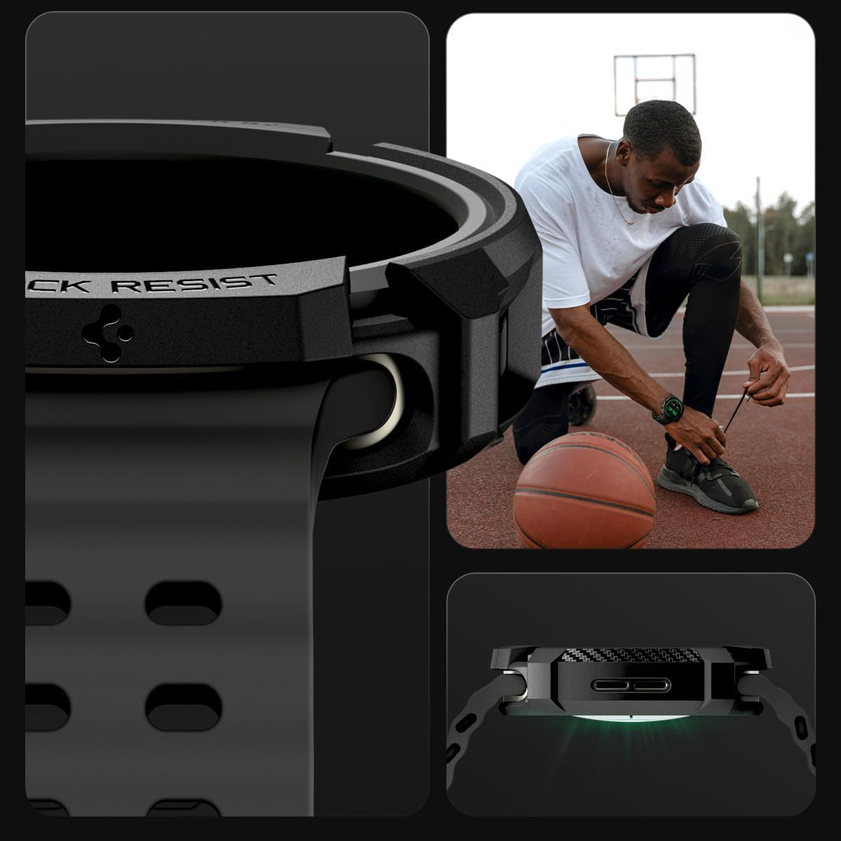 Etui Spigen Rugged Armor do Galaxy Watch 8 44 mm, czarne